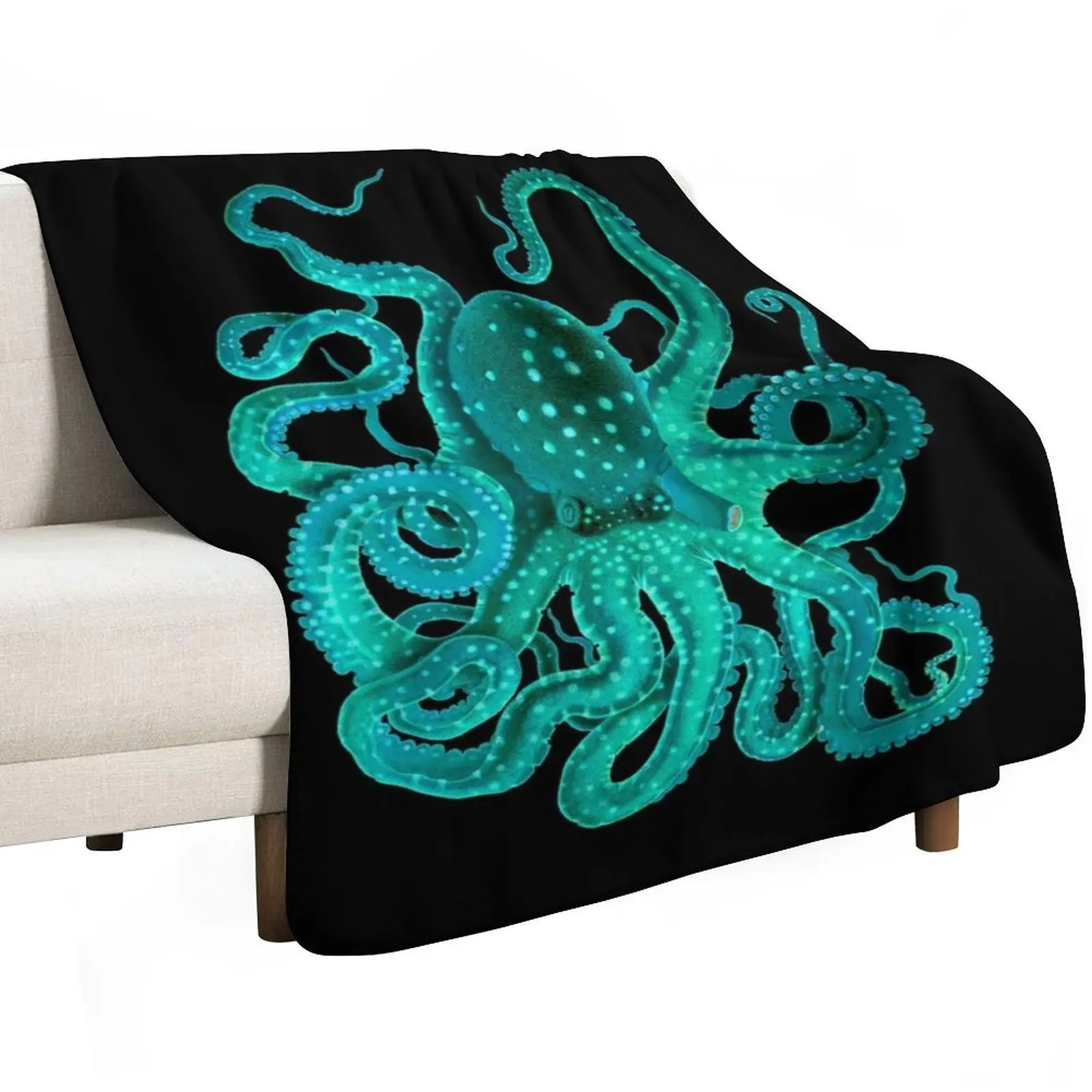 Turquoise Octopus Too Throw Blanket Baby Decorative Sofas warm for winter Fashion Sofas Personalized Gift Heavy Blankets