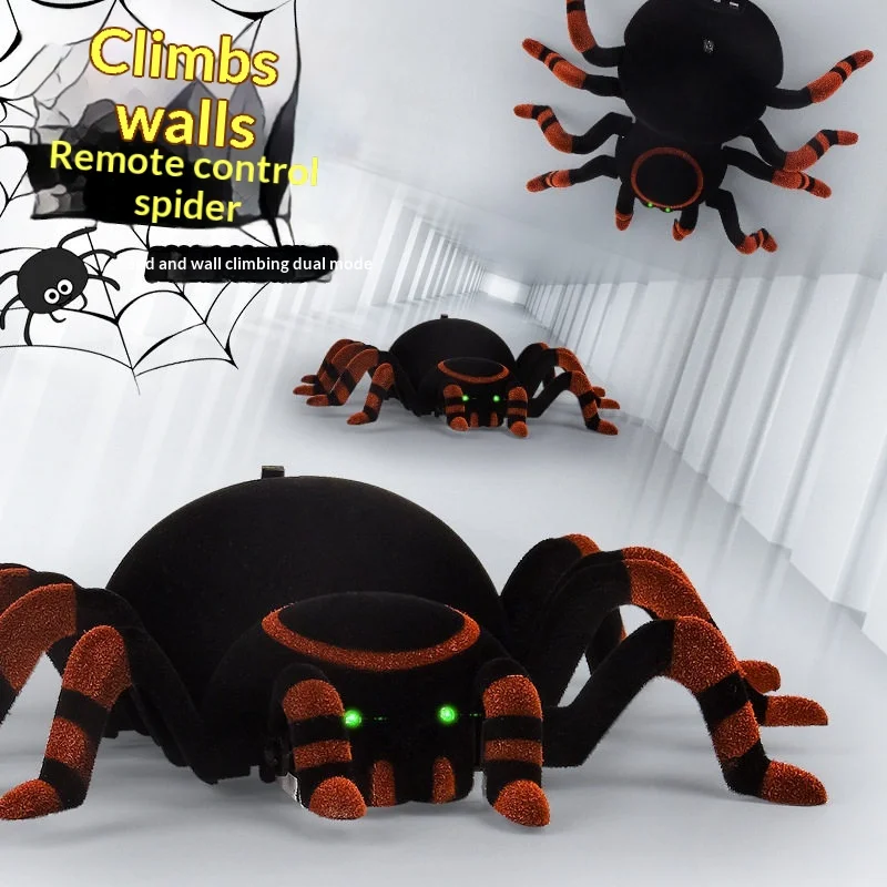 Remote Control Spider Dual Mode Wall Climbing Floor Crawling Bionic Electric Toy With Light Sound Effects For Kids Prank Play
