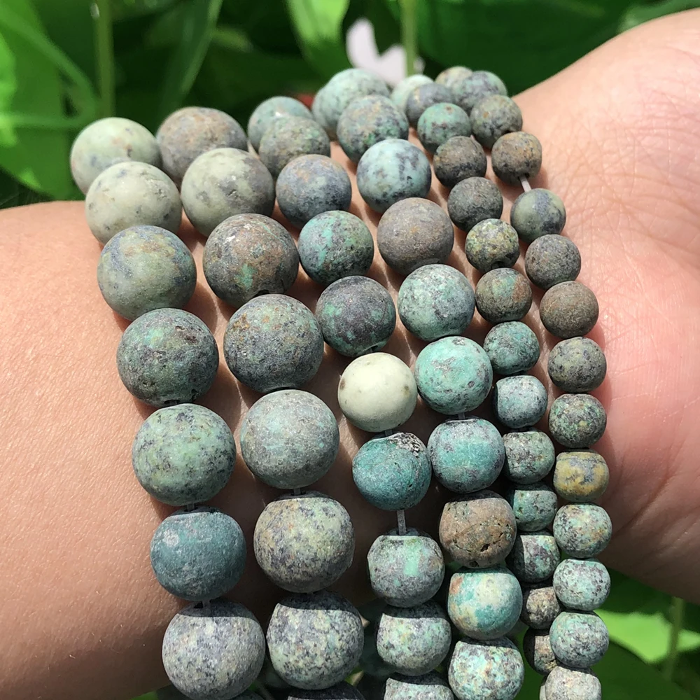 Natrual Dull Polish Matte African Stone Round Loose Beads For Jewelry Making Diy Bracelet Necklace wholesale 4/6/8/10mm 15inches