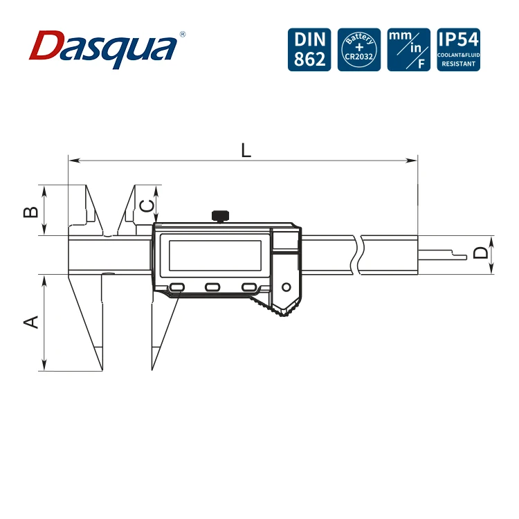 0-150mm Digital Point Caliper With Depth Bar Narrow Pointed Jawsfit