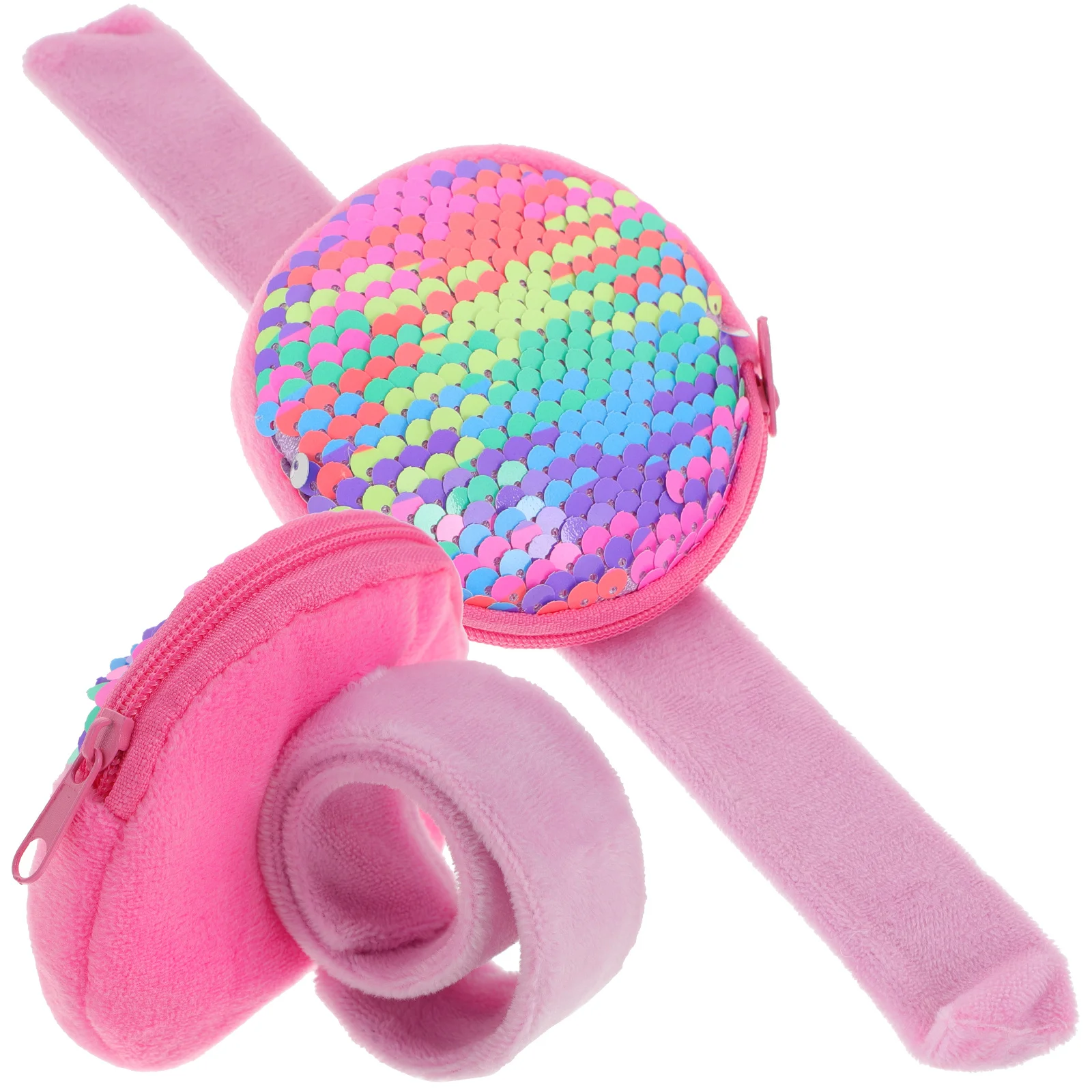 

2Pcs Kids Sequin Slap Bracelet Coin Purse Party Wristband Adjustable Colorful Snap Bands for Easter Basket Gifts