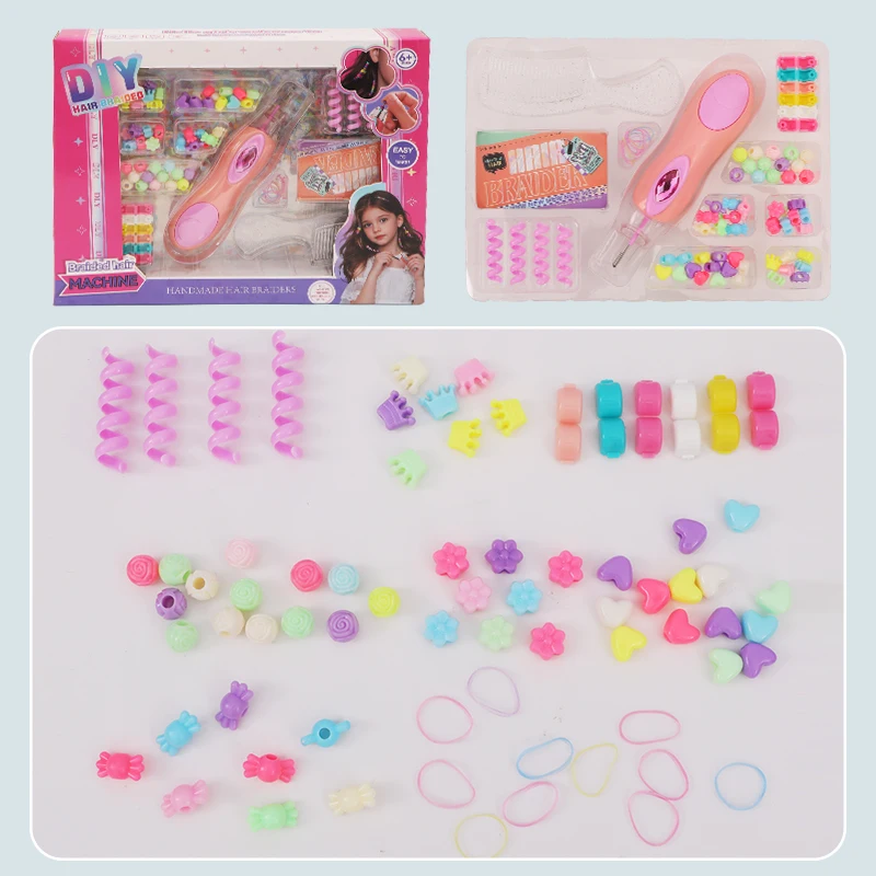 完全なDIYヘアブレイドセット - ビーズとスタイリングツール付き自動ブレイダー、女の子のための楽しいヘアアクセサリーキット