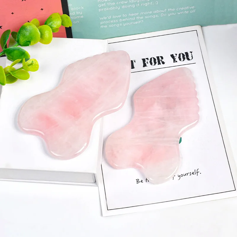 Mini Facial Natural Jade Scraping Board Pink Crystal Massage Roller Mushroom Muscle Pulling Acupoint Stick Soothing Beauty