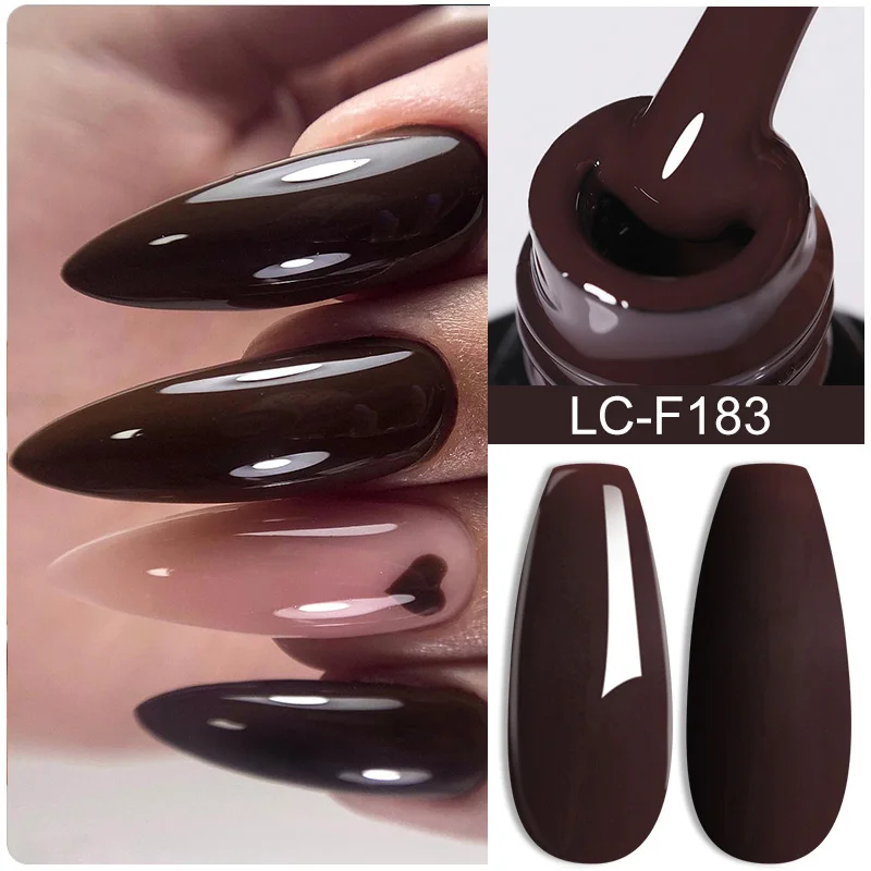 LILYCUTE Coffee Brown Color Gel Nail Polish Wine Red Manicure Semi Permanent Base Matte Top Coat Soak Off Nail Art Gel Varnish