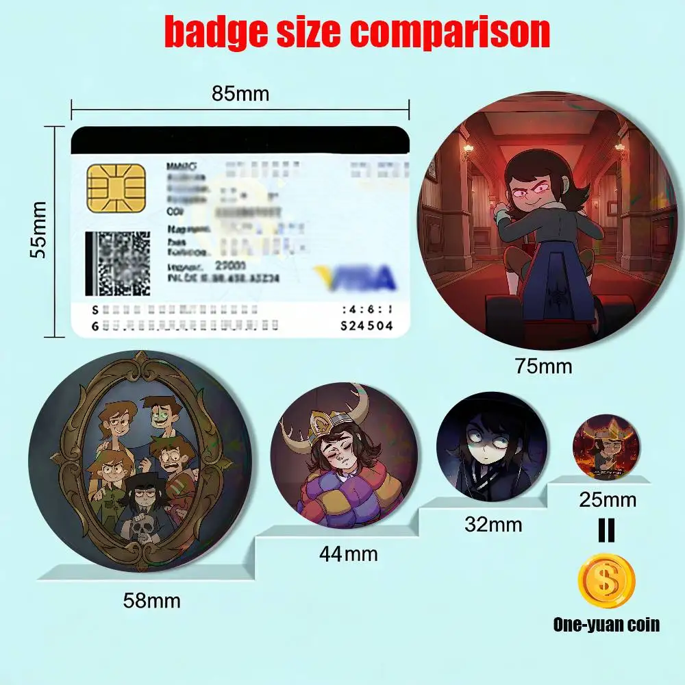 Horror comedy Abaddon Haunted Hotel Badges Badges On Backpack Jacket Cartoon Round Brooches  Acrylic Button Pins Collection