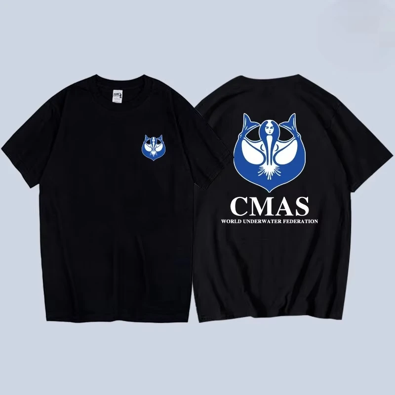 2026  new  Diving Emblem Front & Back Print Graphic T-Shirt, Outdoor Sports Casual Short Sleeve Tee