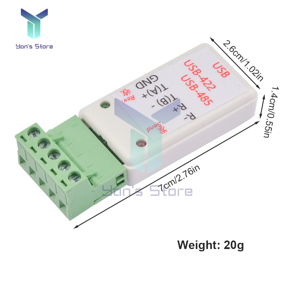 RS422 RS485 USB to 485/422 Serial Converter Adapter ch340T Chip with LED Indicator TVS surge protection