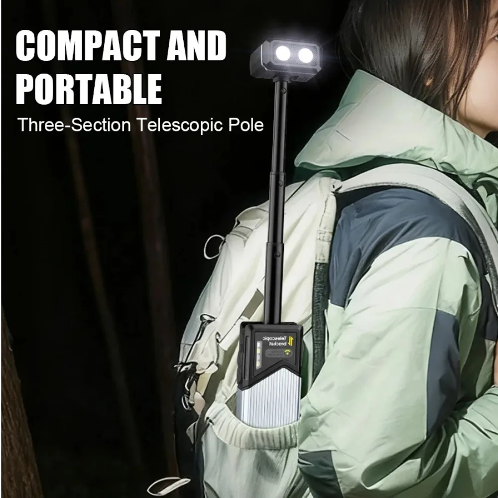 Portable 180° Rotatable Extendable LED Flashlight Waterproof Magnetic Suction Work Light for Camping Lantern Fishing Hiking view 2