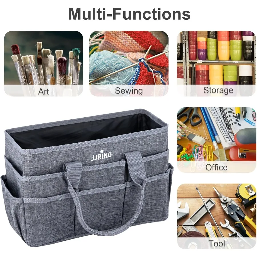 JJRING Craft Tote Bag Organizador para almacenamiento de arte en gris con múltiples bolsillos Ideal para álbumes de recortes Suministros médicos y de oficina