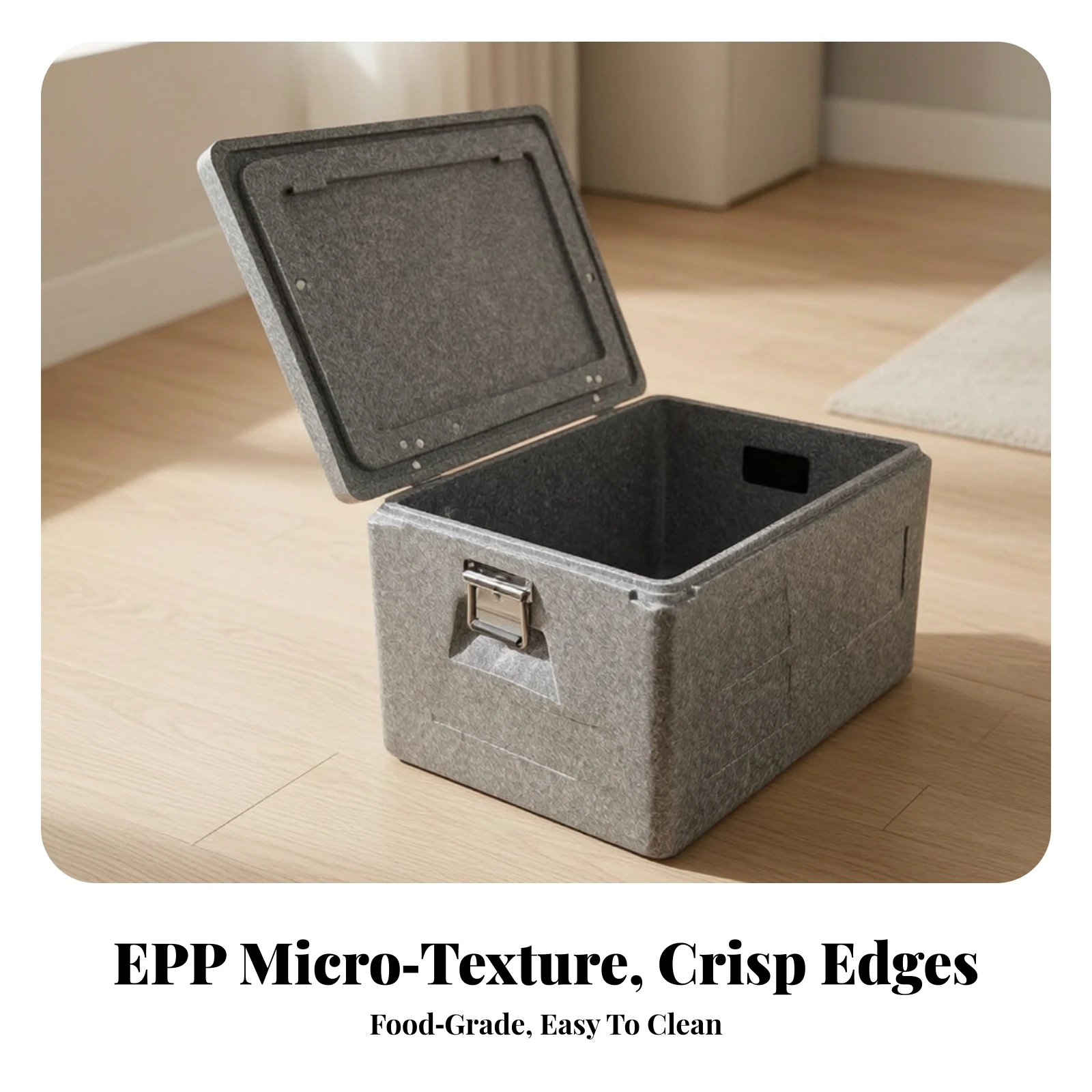 Expanded Polypropylene Cooler Box with Lid Portable Insulated Food Storage Box Container Heavy-Duty Cooling for Caterers