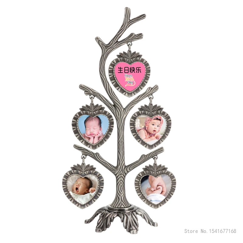 Tree-Shaped Photo Frame, Birthday Gift for Wife, Girlfriend, Wedding Souvenirs Decoration, 5 Pendant easel Combinations, 1Pc