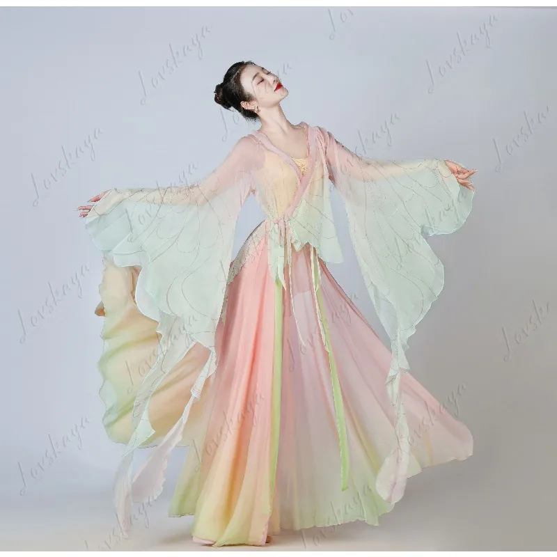 Classical Dance Costumes Butterfly Gradual Change Elegant Gauze Body Rhyme Chinese Dance Practice Clothes