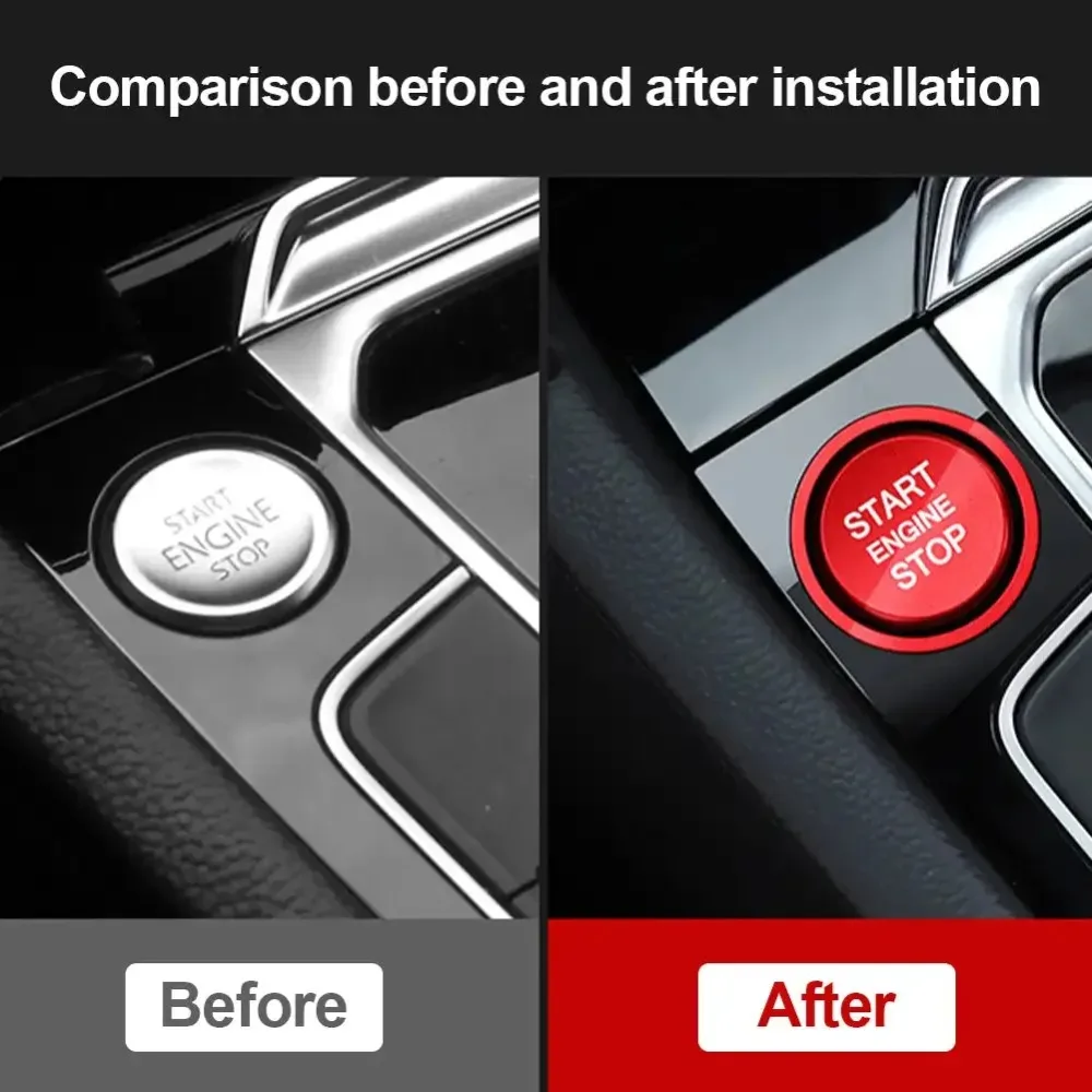 1 مجموعة محرك السيارة بدء وقف زر حلقة غطاء الألومنيوم دائم تتلاشى مقاومة لشركة فولكس فاجن MK7 السابع GTI R جيتا CC Arteon باسات B8 #6