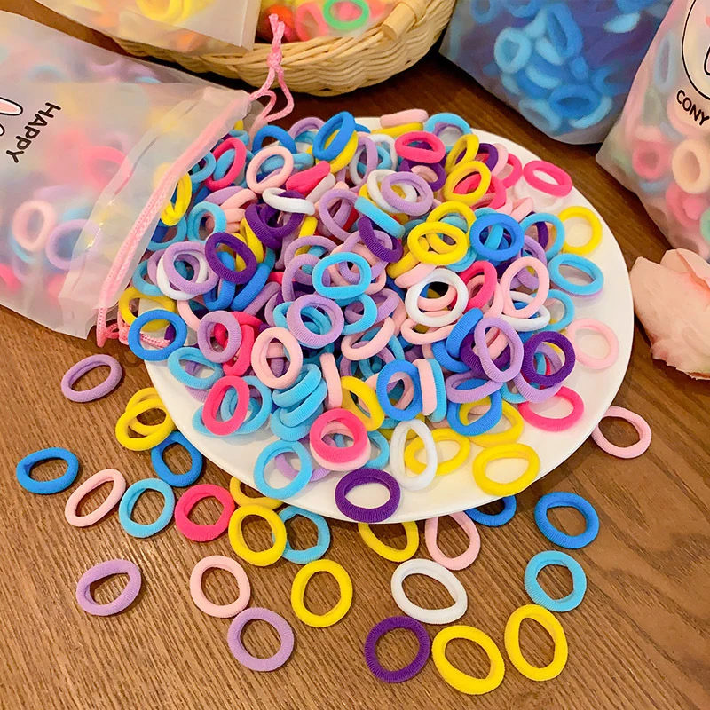 100/300PCS Hair Bands Elastic For Baby Girl Kids Women Colorful Ponytail Hold Hair Tie Rubber Bands Scrunchie Hair Accessories