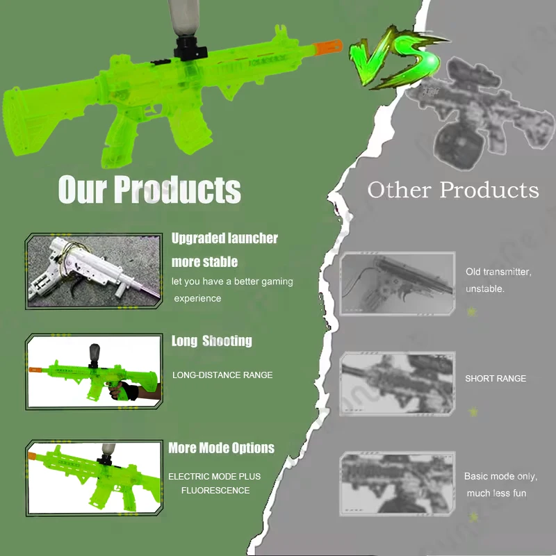 Ulepszony fluorescencyjny pistolet zabawkowy z automatycznym trybem ładowania – idealny wybór na prezent na Boże Narodzenie i Halloween.