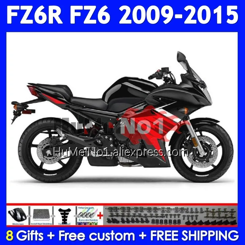 Body For YAMAHA FZ 6R FZ-6R FZ6 FZ6N 372No.20 FZ6R 09 10 11 12 13 14 15 2009 2010 2011 2012 2013 Black red 2014 2015 Fairing