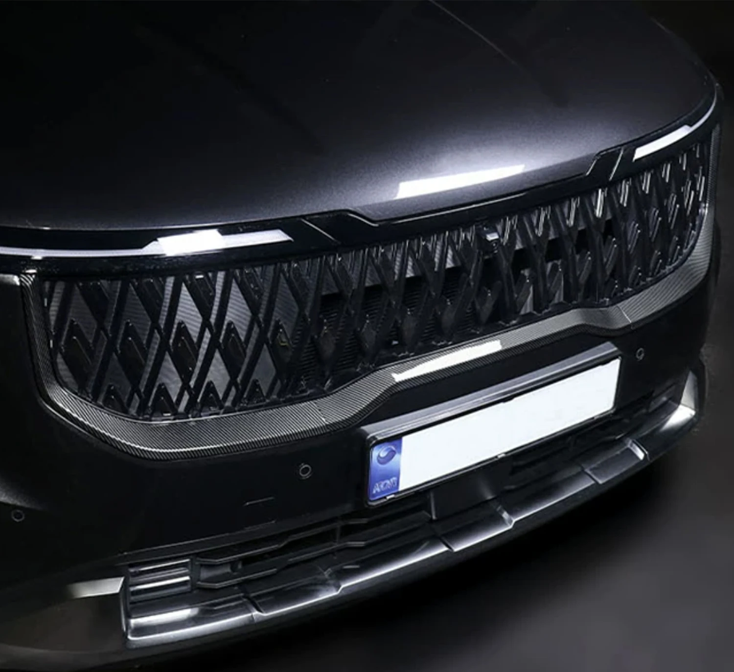 

For Kia Carnival 2024 2025 2026 Car Exterior Front Center Grille Grill Inserts Overlay Cover Decor Trim 2pcs