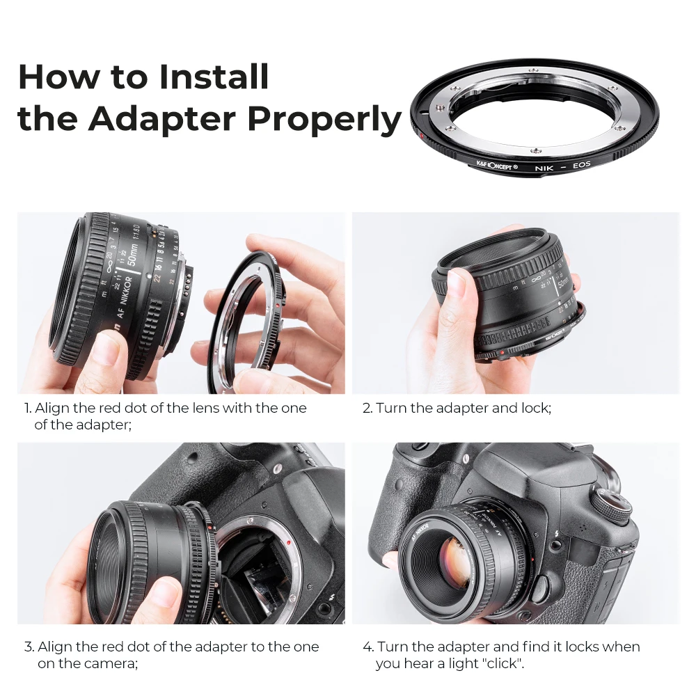 K&F Concept Lens Adapter Ring For Nikon F AI Ai-S Lens To Canon EOS EF Camera 600D 60D 5D 500D