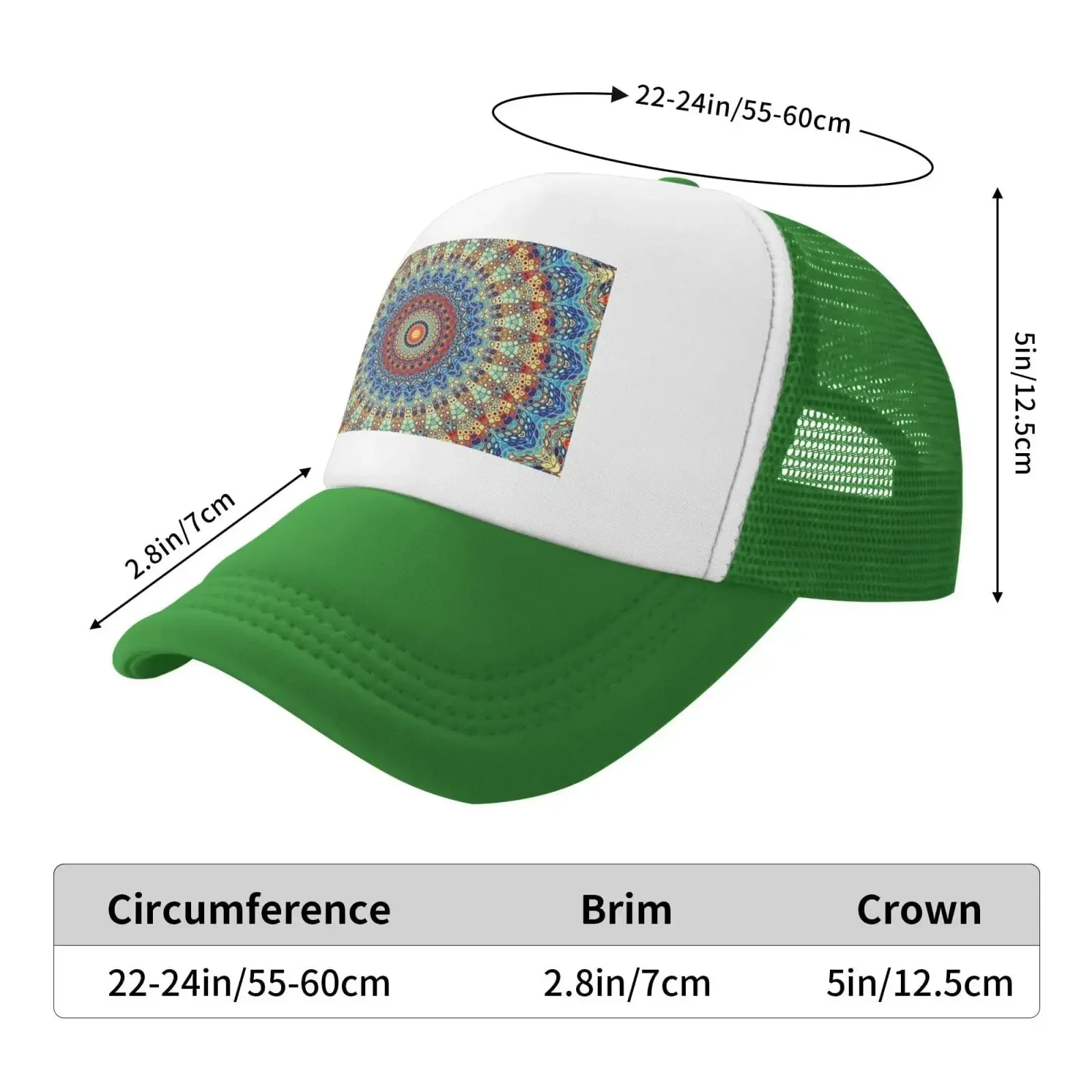 Mandala Summer Theme Mesh Baseball Cap Sun Visor Hat Womens Men Adjustable Sun Hats Sport Caps