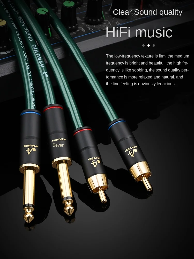 

1 pair Hifi 6.5mm to RCA Cable High Quality OCC + silver plated nerve core Dual 6.5mm Male to Dual RCA Male Cable