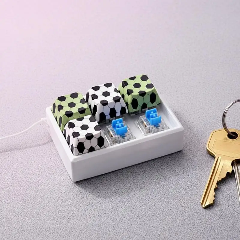 6-Tasten-Fußball-Tastatur, sensorische Klicktasten, Angstlindernder Fidget-Schlüsselanhänger, Entspannende Fidget-Geschenke – Detail 5