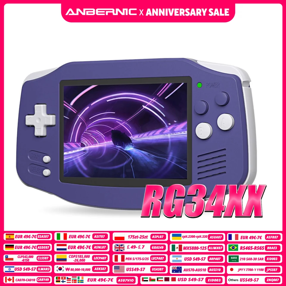 ANBERNIC RG34XX 64ビット レトロ携帯ゲーム機 3.4インチIPSスクリーン