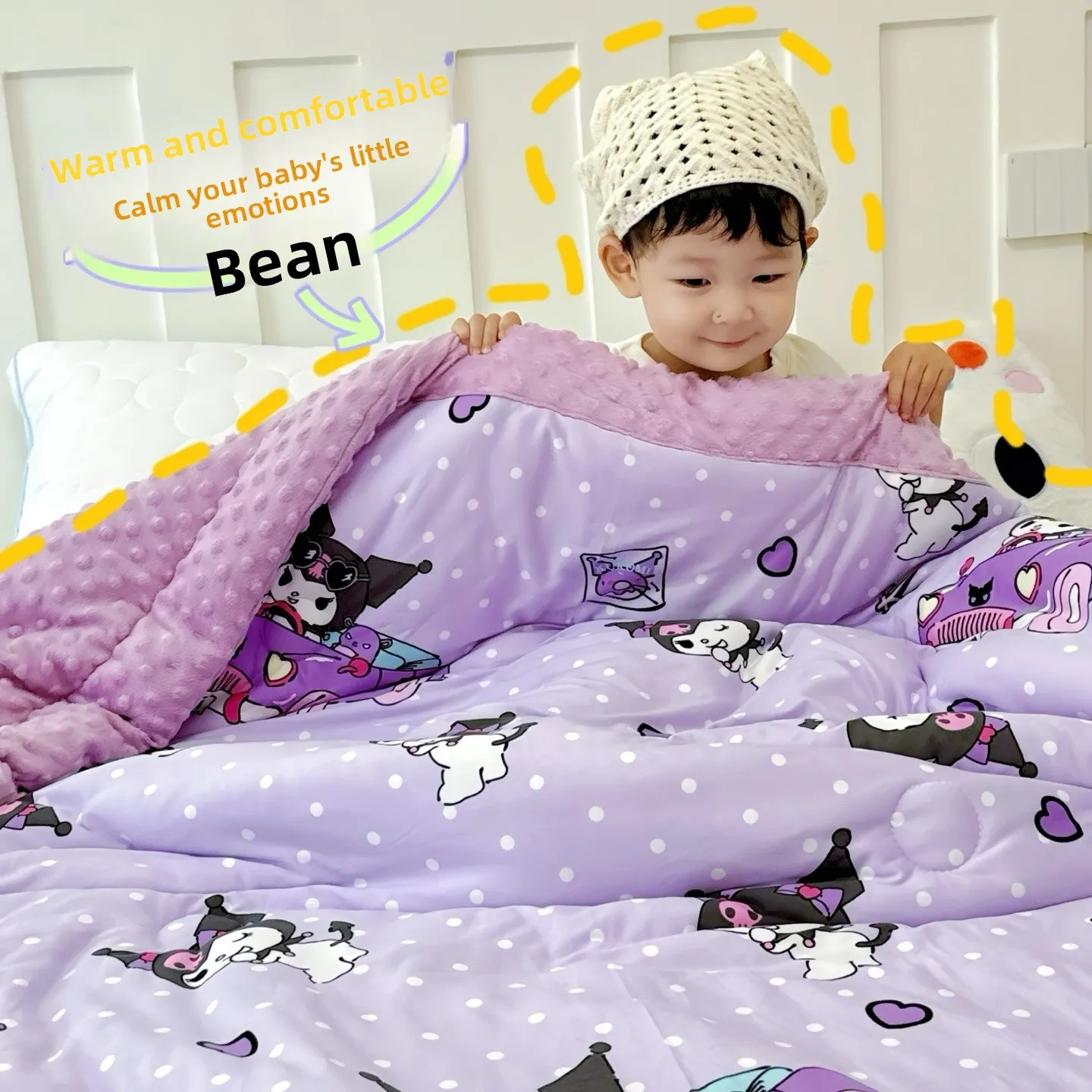 

Warm Knitted Cotton Bean Fiber Filling Cartoon Baby Bean Bag Blanket Hypoallergenic Autumn Winter Season Inteated Design