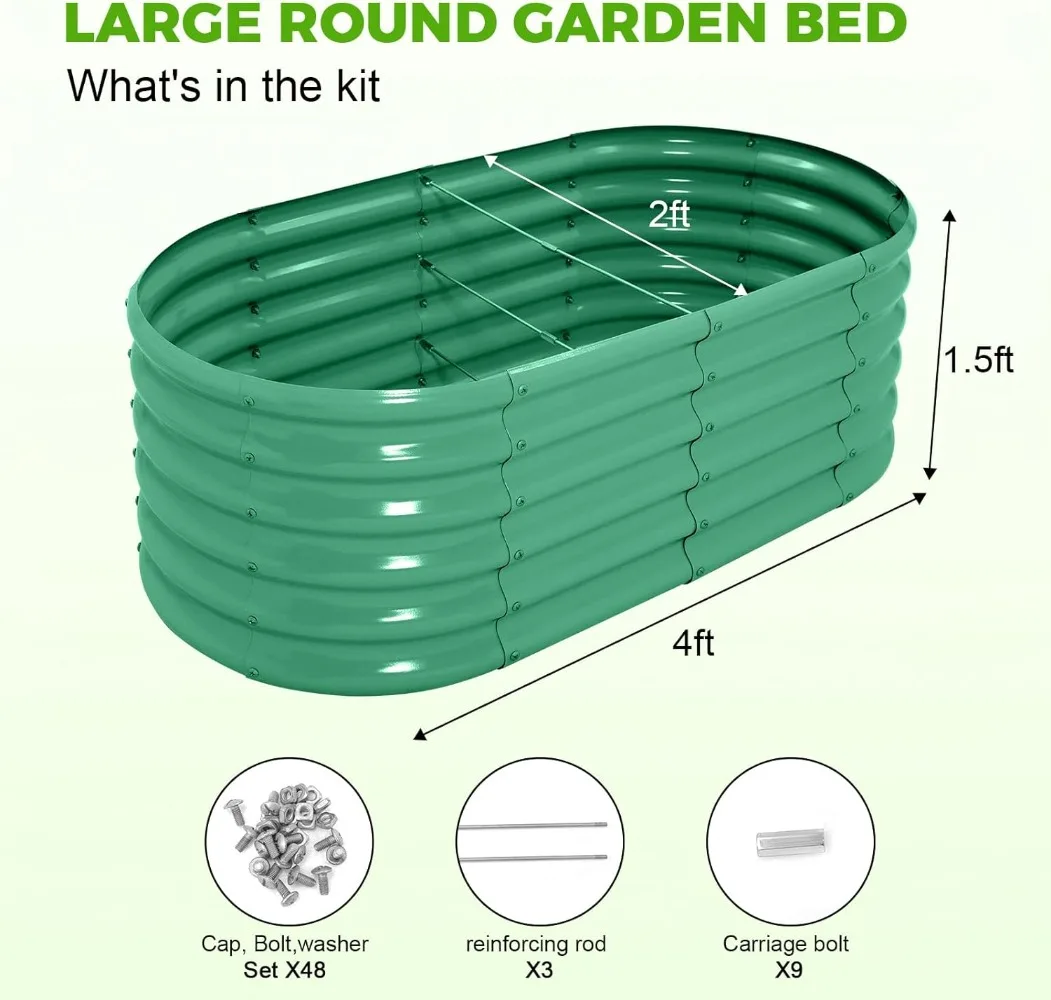 Imagem -02 - Galvanizado Raised Garden Bed Kit Caixas de Jardim Plantador Metal Grande Oval ao ar Livre Guarda Terrestre 18 Alto 4x2ft