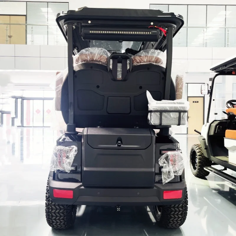

Electric Golf Cart Energy-Saving And Environmentally Friendly Brown Seats With Armrests Gear Adjustment Off-Road Tires Bumper