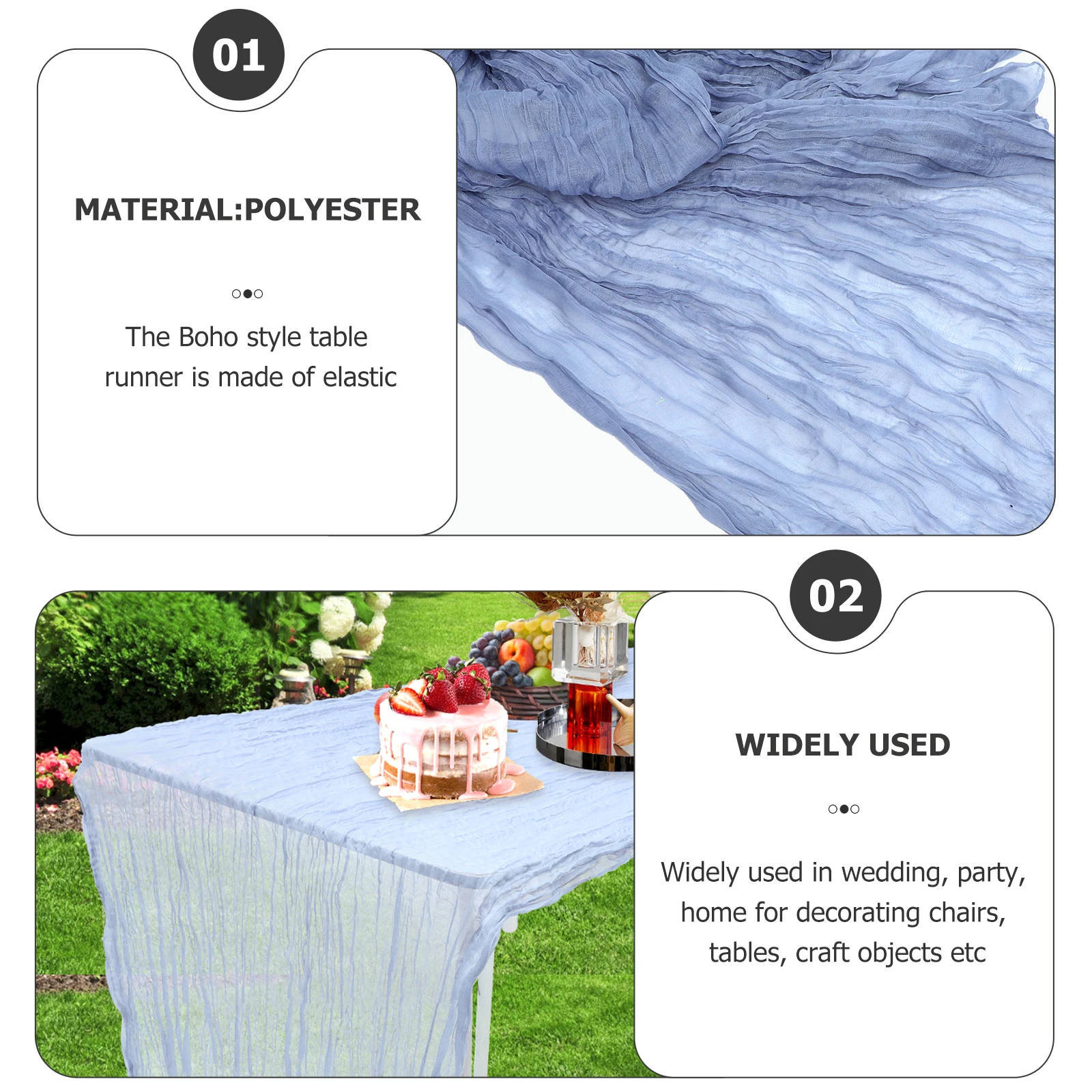 

2Pcs Boho Table Runner Long Wide Lightweight Decorative Cloth for Wedding Birthday Beach Party Farmhouse Country Home Decor Use