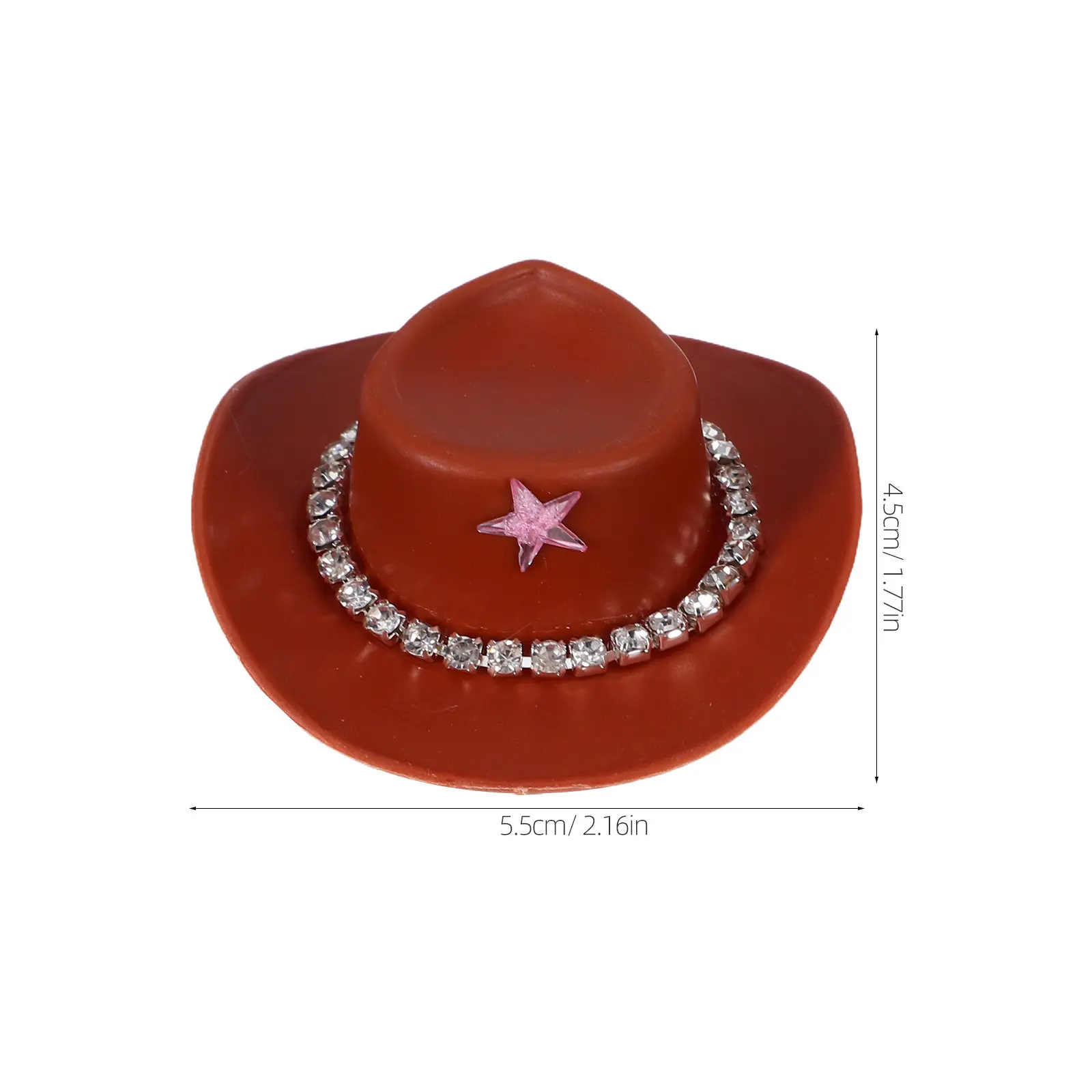 10 Mini Sombreros Vaqueros con Cadena de Diamantes de Imitación, Sombreros Vaqueros de Plástico Resistentes para Manualidades, Decoración de Fiestas y Cupcakes