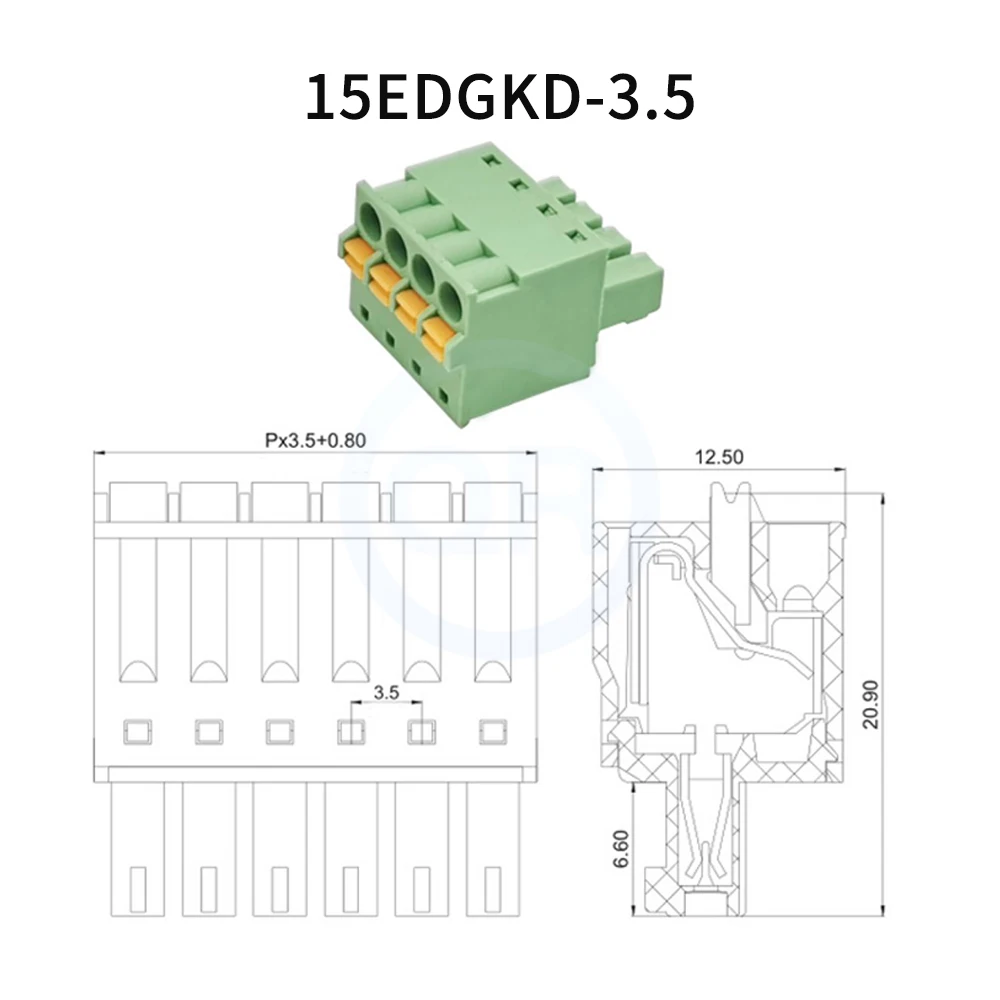 (5 Sets) 15EDGKD 2EDGKD 3.5MM Screwless Plug-In PCB Connector KF 2EDGV/R 3.5 Right Angle Straight Pin Spring Push Down 2-24Pin