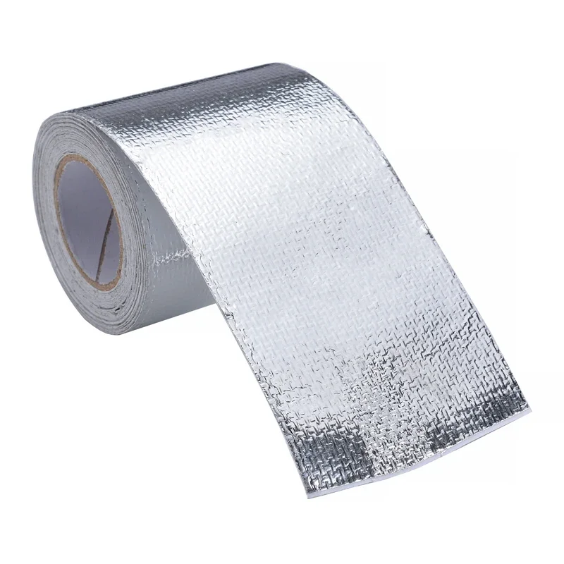 2pcs 5Mx5cm Car Motorcycle Pipe Fiberglass Heat Shield Self-adhesive Reflective Foil Tape Thermal Insulation Band Exhaust Tape