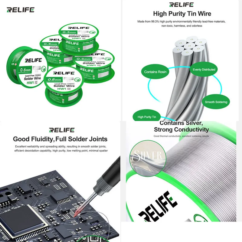 

Professional High Purity Lead Free Solder Wire 40g 0.3mm-0.8mmrelife HW1 Is A High-quality Maintenance Tool For Mobile Phone PCB