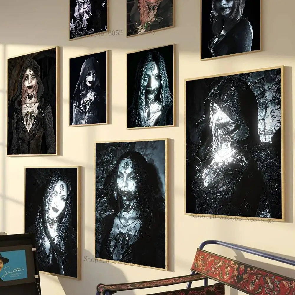 Daniela Dimitrescu Game R-Resident Evil Poster Self-adhesive Art Room Entrance Restaurant Wall Decor Art Painting