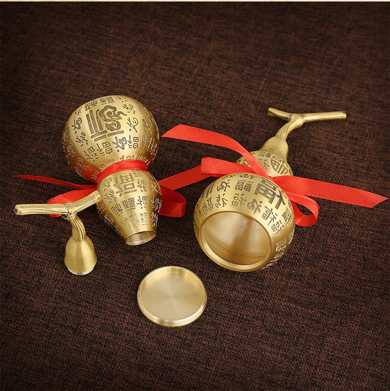 

Brass Baifu Gourd Pure Copper Gourd Ornament Opening Living Room Home Decoration Craft Gift