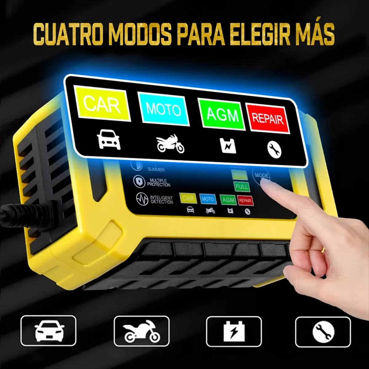 12V 6A Smart Truck Motorcycle Charger Car Auto Battery Charger Pulse Repair Digital LCD Display US Plug