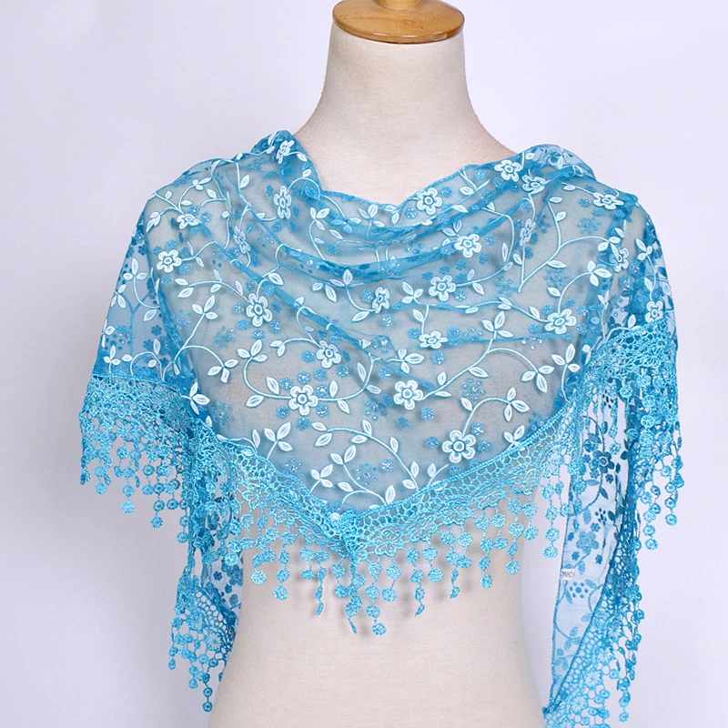 Tassel Floral Lace Scarf Women\'s Summer Clothing Accessories Scarves Shawl 150x40cm Fashion