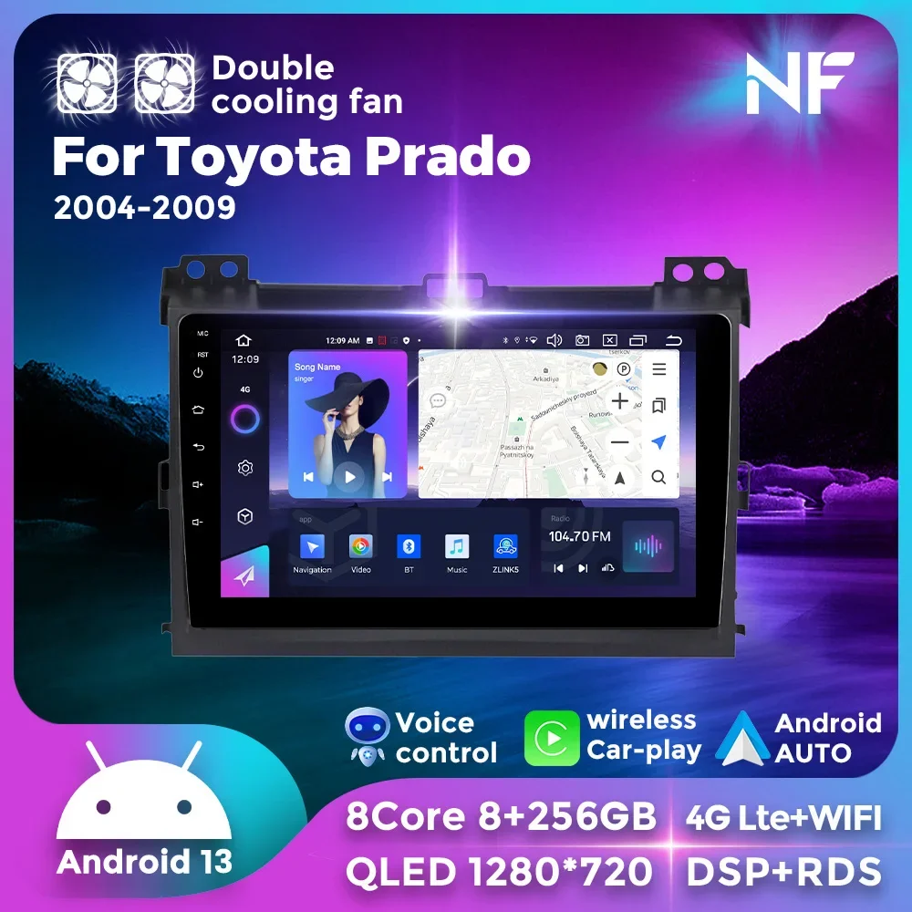 

2 Din Car Radio for Toyota Land Cruiser Prado 120 3 III Lexus GX470 GX 470 J120 2002-2009 Wireless Carplay Navigation Head Unit