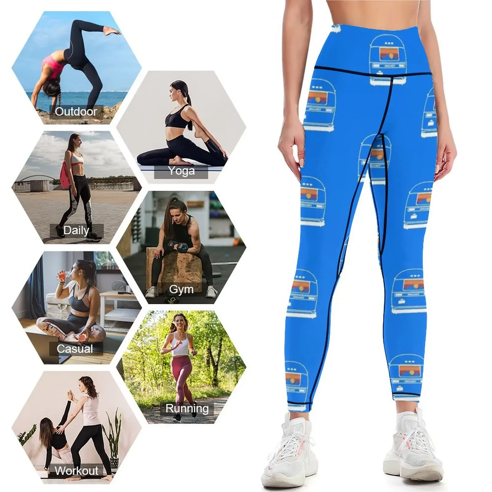 1970 Retro Vintage Argosy Camper Sunset in Mountainsกางเกงขายาวผู้หญิงกางเกงผู้หญิงกางเกงกีฬาGym TopสตรีLeggings