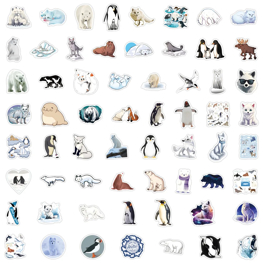 10/60 個かわいいシロクマネコウグイアザラシシロクマ北極動物漫画デカールノートブック電話ギター冷蔵庫子供のおもちゃ