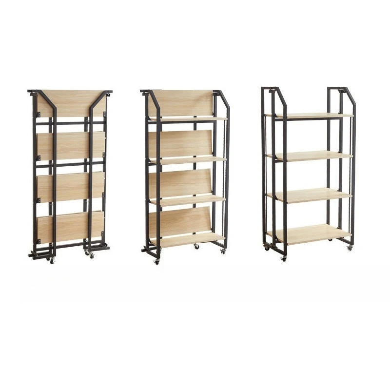 Four-layer folding installation-free shelves, book storage shelves