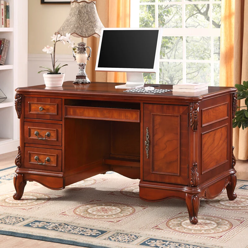 American solid wood desktop computer desk, study room, European writing desk, study table, simple household small apartment desk