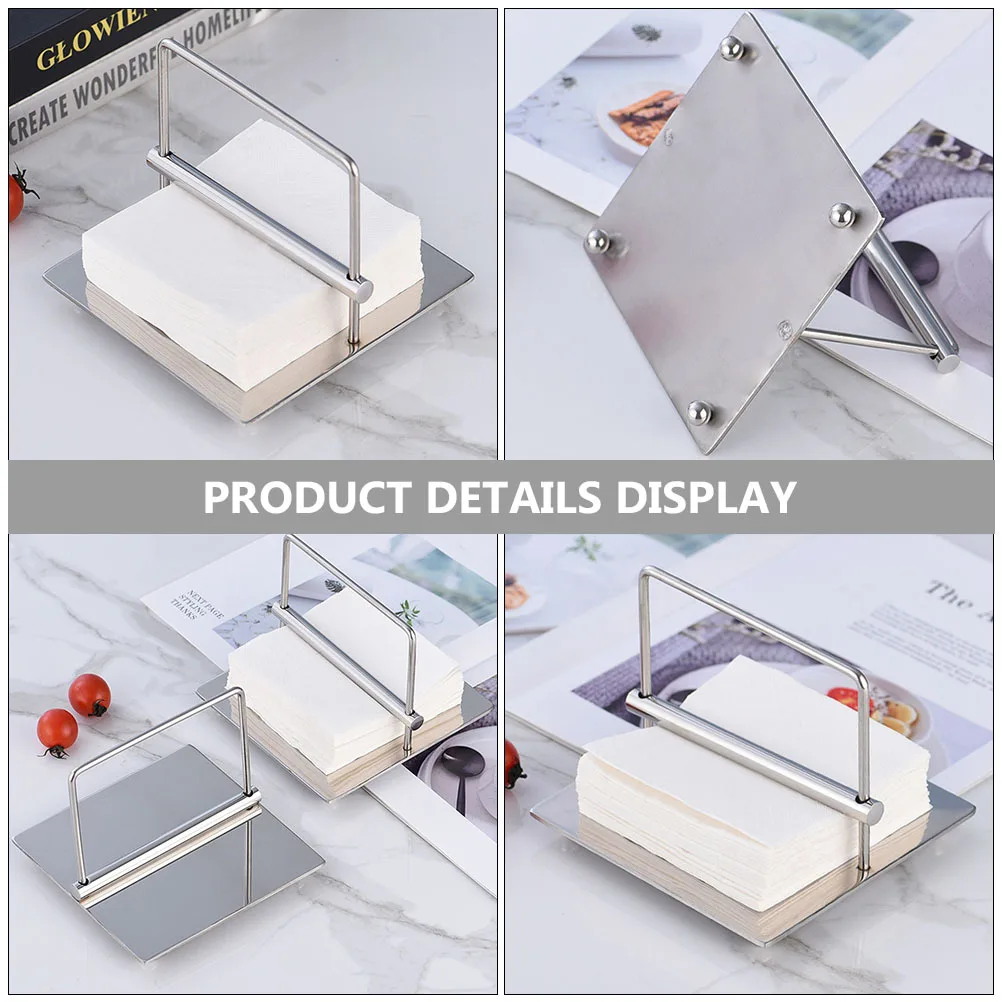 

1pc Paper Towel Holder Stainless Steel Napkin Stand Tissue Rack For Kitchen Restaurant Hotel Desktop Use Silver