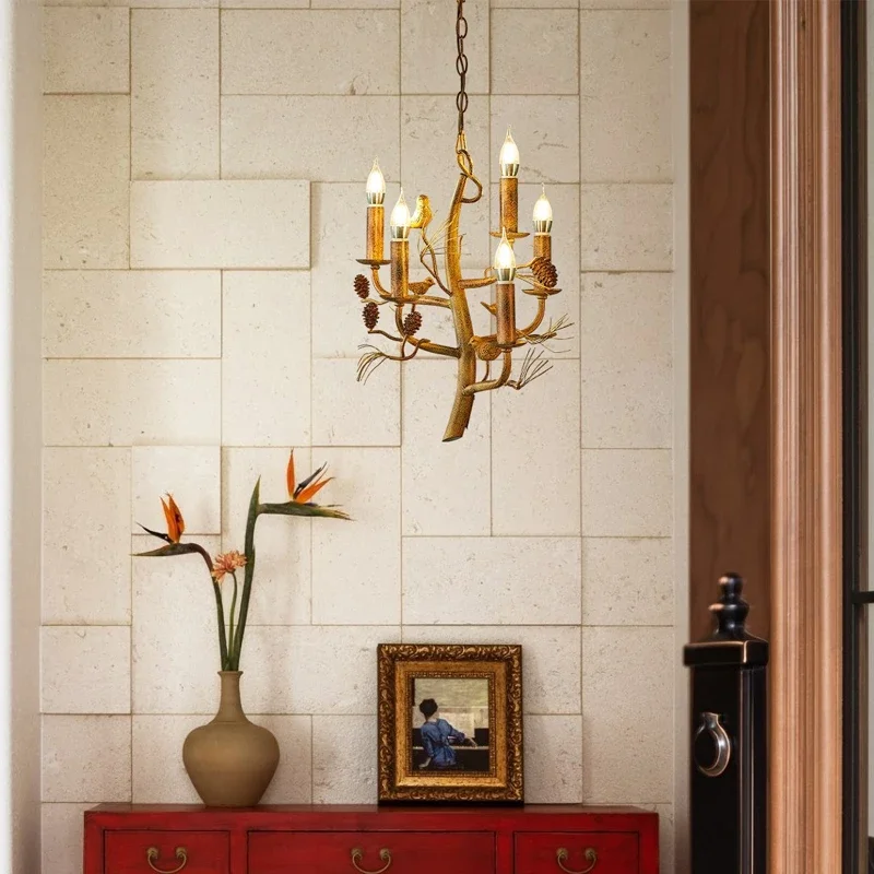 TYLA アメリカンレトロ鳥かごシャンデリアクリエイティブレストラン衣料品店リビングルームバーカフェホームステイペンダントライト