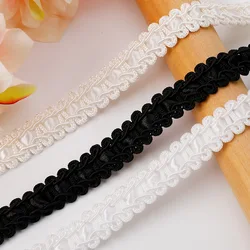 5m/16.4ft each pack big 1.7cm wide Lace Trims Curve White Black Fabric Clothing Accessory HandMade sewing DIY crafts decoration
