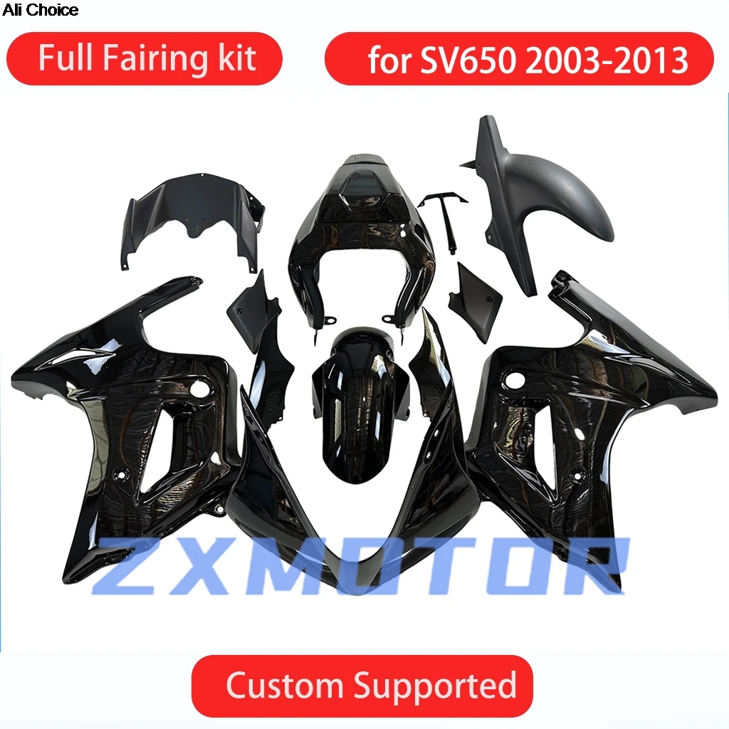 

Fit SV1000S 2003-2008 2009 2010 2011 2012 2013 Cool Fairing Set for SV650S 03-13 Motorcycle Fairings Bodywork Kit Bright Black