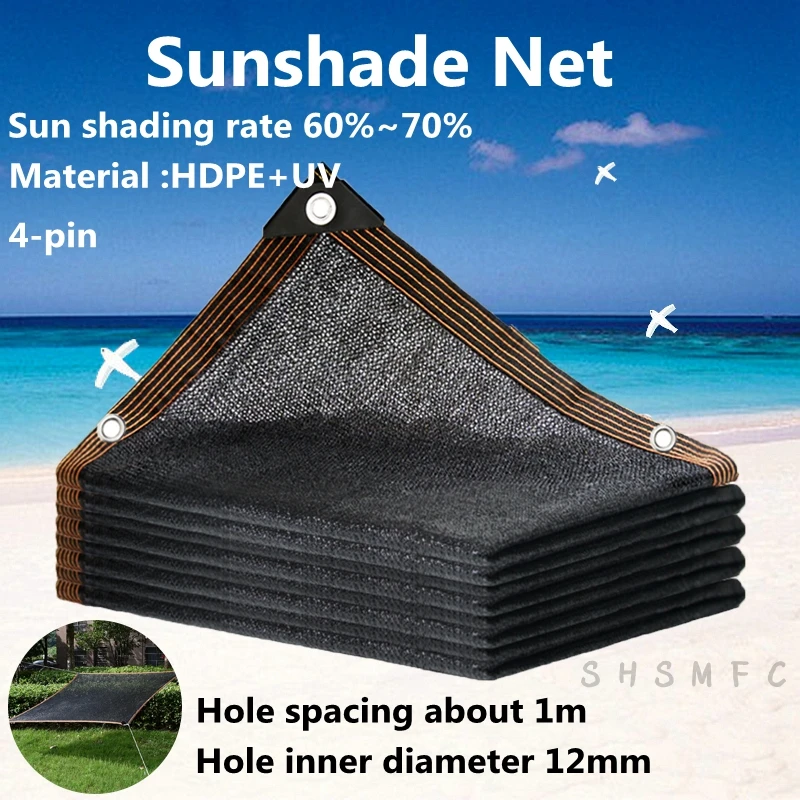 4-pin UV Protection Black Sun Succulents Plants Protection Cover House Sun Shelters 65% Shading Garden Greenhouse Sunshade Net