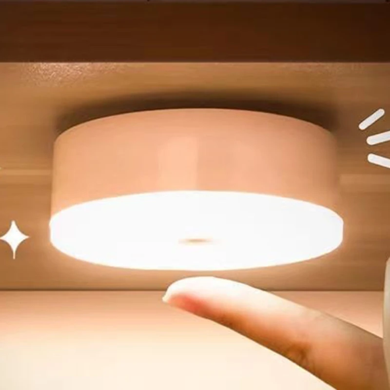 

Mini LED Touch Sensor Night Lights USB Rechargeable Kitchen Bedroom Magnetic Base Wall Light Round Portable Dimming Night Lamp