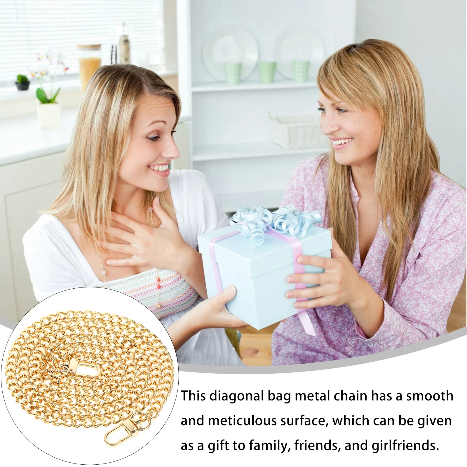 

1Pcs 120Cm Premium Metal Chain Strap for Cross Body Bag Handbag Purse Replacement Decorative Accessory Lightweight Portable